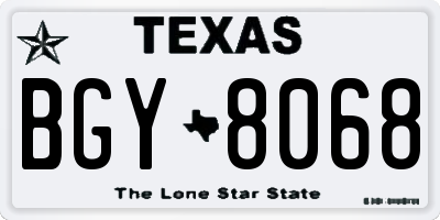 TX license plate BGY8068