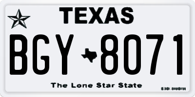 TX license plate BGY8071