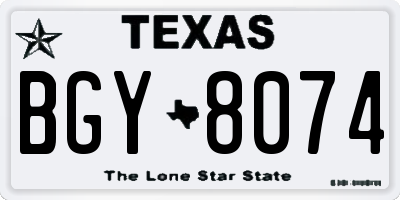 TX license plate BGY8074