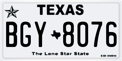 TX license plate BGY8076