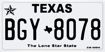TX license plate BGY8078