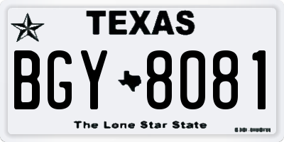 TX license plate BGY8081