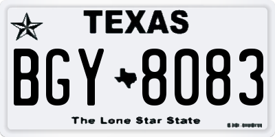 TX license plate BGY8083