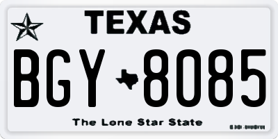TX license plate BGY8085