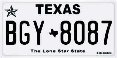 TX license plate BGY8087