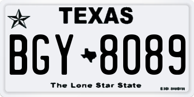 TX license plate BGY8089