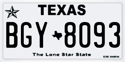 TX license plate BGY8093