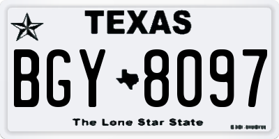 TX license plate BGY8097