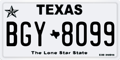 TX license plate BGY8099