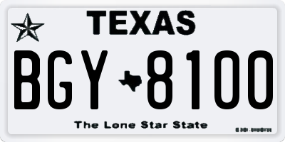 TX license plate BGY8100