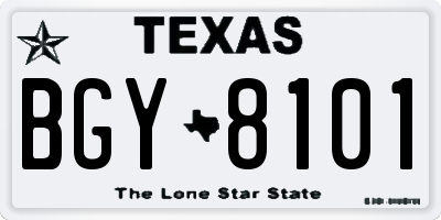 TX license plate BGY8101