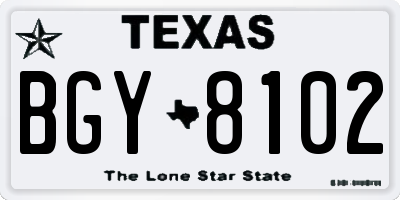 TX license plate BGY8102