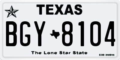 TX license plate BGY8104