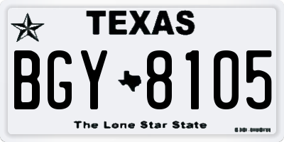 TX license plate BGY8105