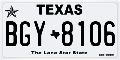 TX license plate BGY8106