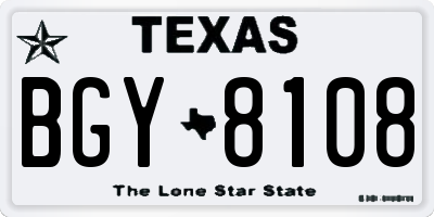TX license plate BGY8108