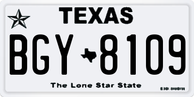 TX license plate BGY8109