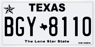 TX license plate BGY8110