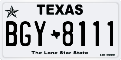 TX license plate BGY8111