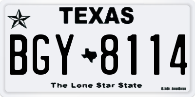 TX license plate BGY8114