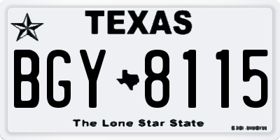 TX license plate BGY8115