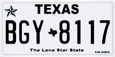 TX license plate BGY8117