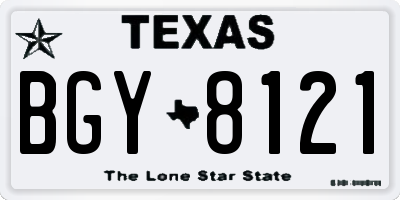 TX license plate BGY8121