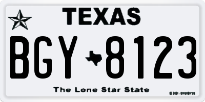 TX license plate BGY8123