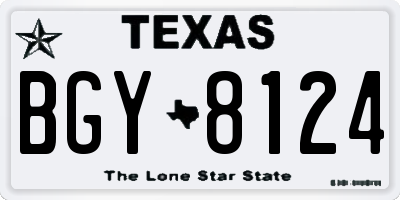 TX license plate BGY8124