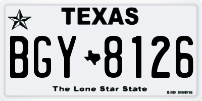 TX license plate BGY8126