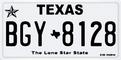 TX license plate BGY8128