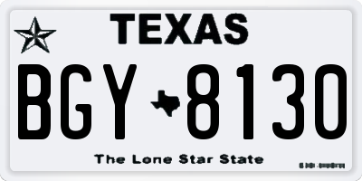 TX license plate BGY8130