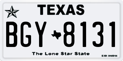 TX license plate BGY8131