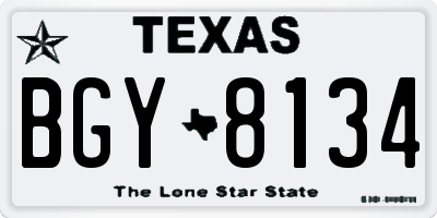 TX license plate BGY8134