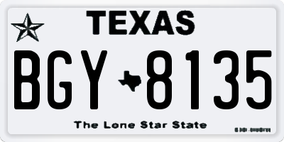 TX license plate BGY8135