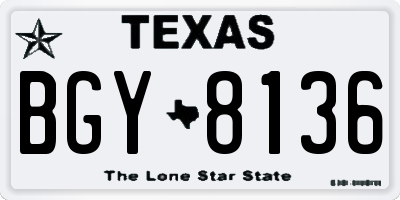 TX license plate BGY8136