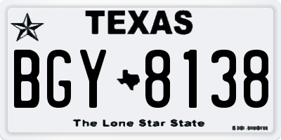 TX license plate BGY8138