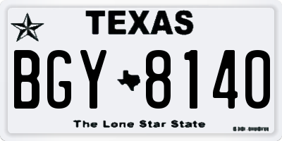 TX license plate BGY8140