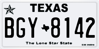 TX license plate BGY8142