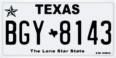 TX license plate BGY8143