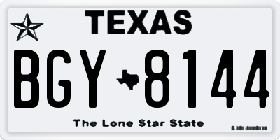 TX license plate BGY8144