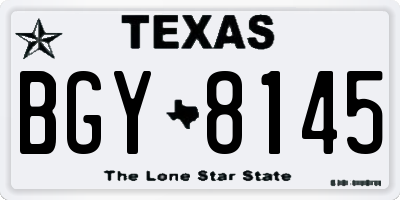 TX license plate BGY8145