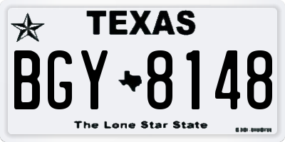 TX license plate BGY8148