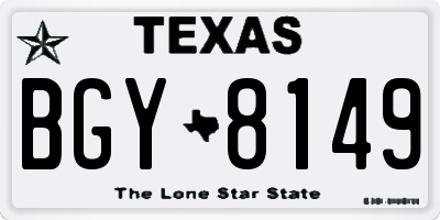 TX license plate BGY8149