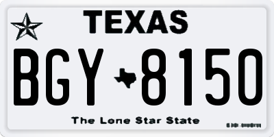 TX license plate BGY8150