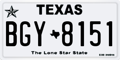 TX license plate BGY8151