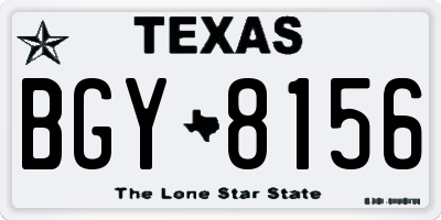 TX license plate BGY8156