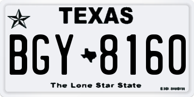 TX license plate BGY8160