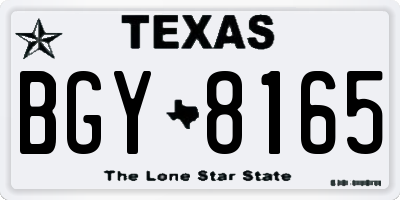 TX license plate BGY8165