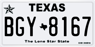 TX license plate BGY8167
